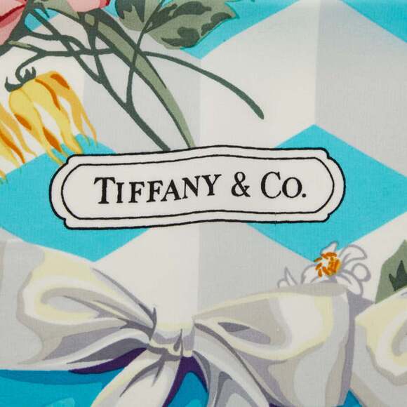 Tiffany & Co. floral ribbon large scarf/muffler in blue silk for women. - Picture 3 of 6